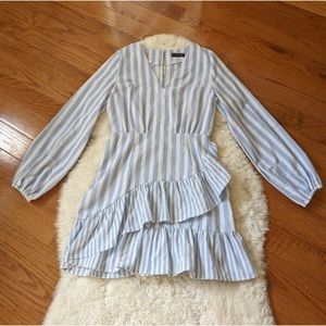 The fifth label blue and white striped ruffled dress women's medium